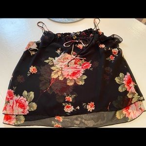 Express black floral print spaghetti strap tank. Size S/P.